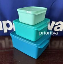 Tupperware Keep Tabs Container 2/ 5 / 10.5 Cup Set of 3 Blue Mint Green New picture