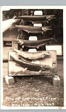 BIG NORTHERN PIKE wester mi real photo postcard rppc hart michigan fishing catch picture
