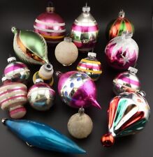 Vintage Christmas Shiny Brite Mercury Glass Ornaments Lot Stripes Mica Teardrop picture
