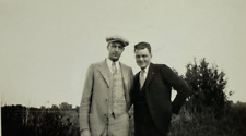 Two Handsome Men Hands Behind Back Wearing Hat B&W Photograph 2.75 x 4.5 picture