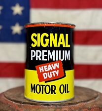 NOS Full Signal Oil Co Premium Heavy Duty Motor Oil Can Metal Quart California picture