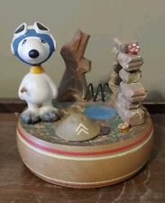 Vtg Music Box Snoopy Peanuts 1968 WWI Flying Ace + Dutch Windmill Jewelst Box picture