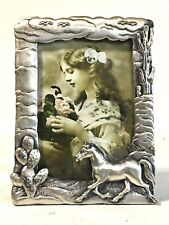 Horse design Sculpted Pewter Picture Frame. 4x3 picture