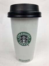 STARBUCKS 2009 12oz  White Ceramic Cup With Locking Lid picture