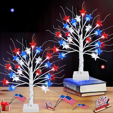 4Th of July Decorations Tree with 24 LED Red White Blue Star Lights 2 Pack 18 In picture