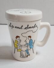 Vintage Japan Sip And Smoke Coffee Time Cup Ashtray Lid Back to Work picture
