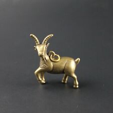 Pure Brass Goat Statue Keychain Pendant Sheep Figure Miniature Tea Pet Ornament picture
