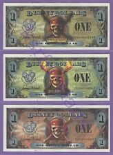 2007 F $1 PIRATE POTC DISNEY DOLLARS (3) DISNEY WORLD NOTES FB FF & FE picture