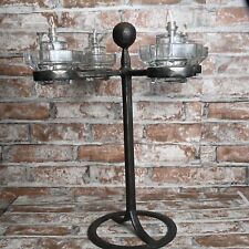 MCM Brutalist Forged Wrought Iron &  Glass Candelabra by Bertil Vallien Sweden picture
