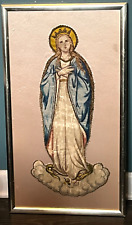 BEAUTIFUL LARGE VINTAGE CATHOLIC QUEEN OF HEAVEN VIRGIN MARY VESTMENT APPLIQUE picture