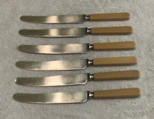 6 Vintage Royal Brand Made In England Bakelite Handle Dinner Knives picture