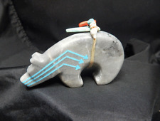 NATIVE AMERICAN - ZUNI Indian large picasso marble bear - RODNEY LAIWAKETE picture