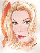 Playboy Artist Doug Sneyd Signed Original Art Sketch ~ Brown Eyed Blond Beauty picture
