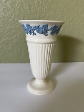 Wedgwood England Grape Vines Lavender On Cream Embossed Queens Ware Vase 6.5” picture