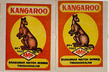 Rare India Matchbox Label - Kangaroo - Sivakumar Match Works - Set Of 2 picture