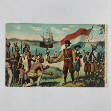 Postcard New York City NY Hudson Manhattan 1609 Native American 1910s Unposted picture
