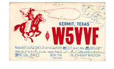 Ham Radio Vintage QSL Card   W5VVF   1952   Kermit, Texas picture