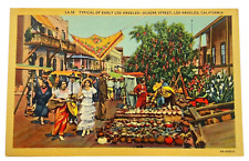 Vintage Typical of Early Los Angeles California Olvera Street Linen Postcard picture
