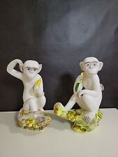 Pair of Hand Painted Ceramic Monkey Figurines . picture