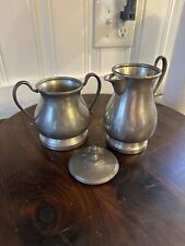 Vintage Queens Art Pewter Cream And Sugar Set ATC 351 picture