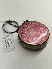 Vintage Chinese Enamel Pink Compact Sterling Silver 25.60Grams 1.5”Diameter picture