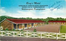 Pennsylvania Williamsport Bing's Motel roadside Vannucci Postcard 22-6015 picture