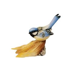 Vintage Italy Capodimonte Blue Bird Perched On Corn Figurine picture