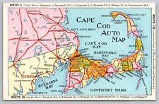 Cape Cod Auto Map. Massachusetts  Postcard picture