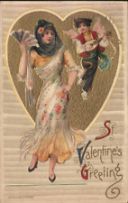 1910 John Winsch  SPANISH FLAMENCO DANCER CUPID embossed VALENTINE postcard picture