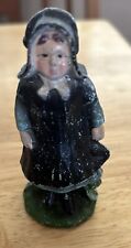 Vintage Cast Iron Tall Amish Girl in Green Approx. 3 3/4