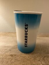Starbucks Coffee Travel Tumbler Ceramic Blue and White 8 Oz. Cup picture