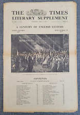 THE TIMES LITERARY SUPPLEMENT 1937 A CENTUARY OF ENGLISH LETTERS NEWSPAPER picture