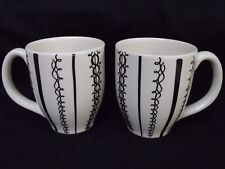 Vintage Pottery Barn Pair of Black & White Coffee Cups Mugs Made in Brazil picture