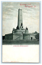 c1900s Lincoln Monument, Greetings from Springfield IL PMC Unposted Postcard picture