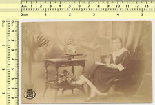 113 20s Woman in Studio Lady Sitting in Chair Reading vintage photo old original picture