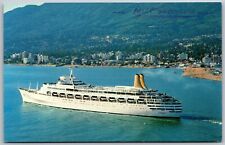 Vtg Vancouver BC Canada MV Canberra Cruise Ship Ocean Liner Postcard picture