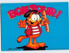 Postcard Bonjour with Garfield Holding A Baguette Comic Art Print picture