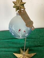 vintage BRONNERS glass ornament Red Bird SnowflakeTREE ball Hungary Original Tag picture