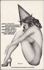 1946 Artist-Signed MEYER LEVIN Mutoscope Card Bathing Suit Girl in Dunce Cap picture