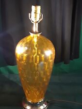 VINTAGE 1969/70 AMBER COLORED OVAL/TEAR DROP SHAPE GLASS BODIED TABLE LAMP picture