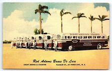 1930s MIAMI FL RED ADAMS BUSES DEL LUXE SIGHT SEEING TOURS LINEN POSTCARD P2644 picture
