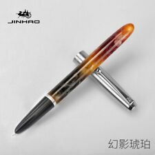 Jinhao 51A Amber Acrylic Fountain Pen Metal Cap EF 0.38mm Nib Office Writing #sZ picture