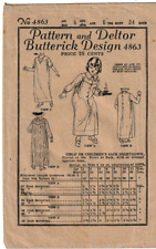 Vintage Deltor Butterick Pattern 4863 c1919; Child's Sack Nightgown Size 6 B24 picture