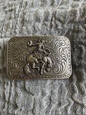 Western Nacona Belt Buckle Silver Tone Rodeo Cowboy Bucking Bronco Horse  picture