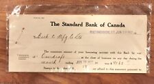 1922 Standard Bank of Canada overdraft statement w. war tax stamps Beck Mfg. picture
