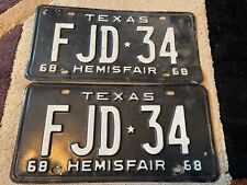 1968 TEXAS  LICENSE PLATES FJD 34 picture