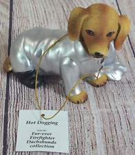 Hamilton Collection Hot Dogging Firefighter Dachshund Figure 4.5