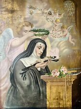 Antique 1890 St. Rita Of Cascia Religious Tin Litho Print By John Duffy Unframed picture