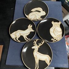 Set of 4 Patch NYC at Target Woodland Creature Black & Gold Accent Plates LOOK picture