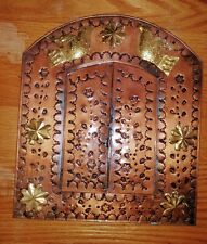 Vintage Antique Copper Punched Embellished Wall Cabinet Mirror picture